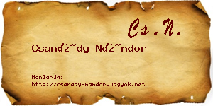 Csanády Nándor névjegykártya